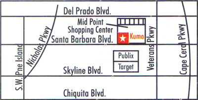 Map to Sushi at Kumo's Japanese Steak House